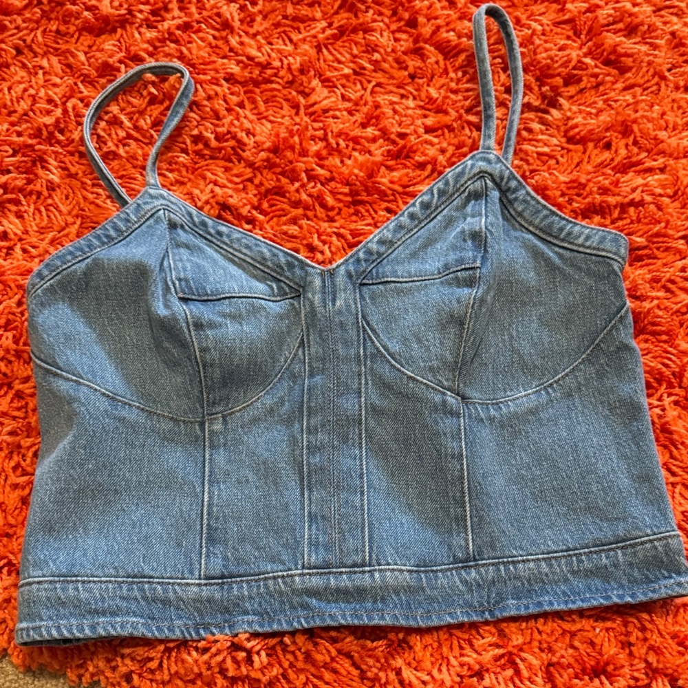 Express Denim Crop Top, Size 6